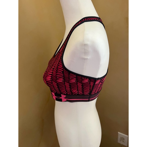 Under Armour sports bra pink and black hatched patterned racer back Size L - Picture 10 of 10